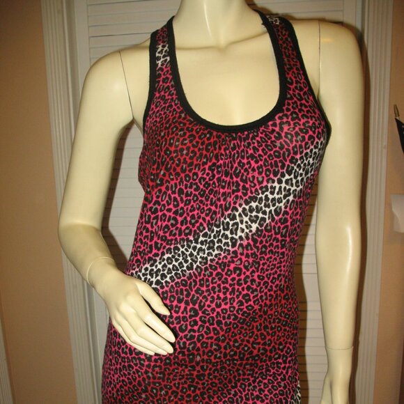 Vintage Y2K 90s Candies Tank Mini Bodycon Dress M Racerback Leopard Animal Print - Picture 4 of 11